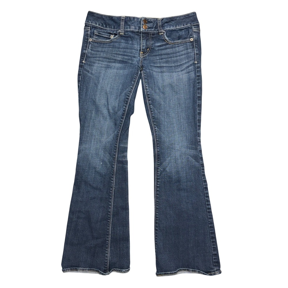 American Eagle Artist Flare Jeans 6 Short Dark Wash Stretch Denim Low Rise